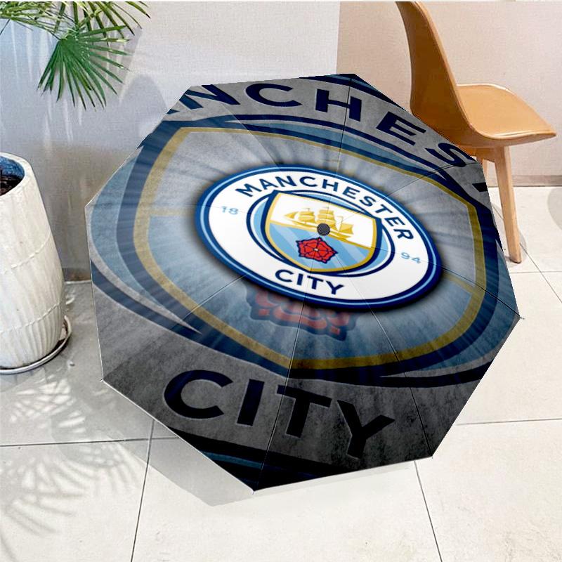 Automatyczny parasol z nadrukiem City Football Club, 8-żebrowy, do podróży, na kemping, parasol codzienny, niezbędny prezent dla rodziny i przyjaciół