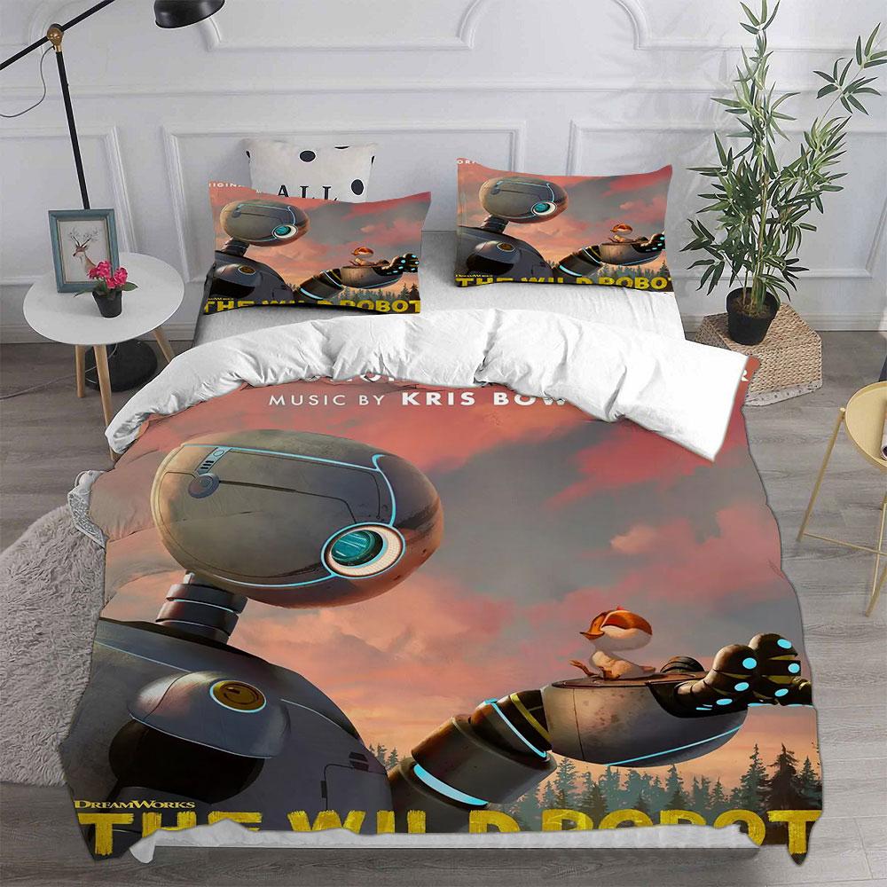 The Wild Robot (2024) Bedding Sets Bed Cover Comforter Duvet Cover Pillow Case 2-3 Pieces Sets Kids Adult Bedroom Decor