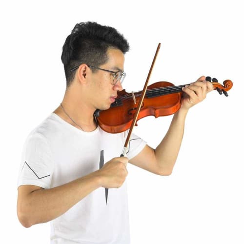 Vbestlife Violin Kit, 1/2" and 1/4" Scale, for Kids and Beginners, Mini Wooden Violin, Smooth Acoustic Stringed Instrument with Rosin, Bow, and Storag