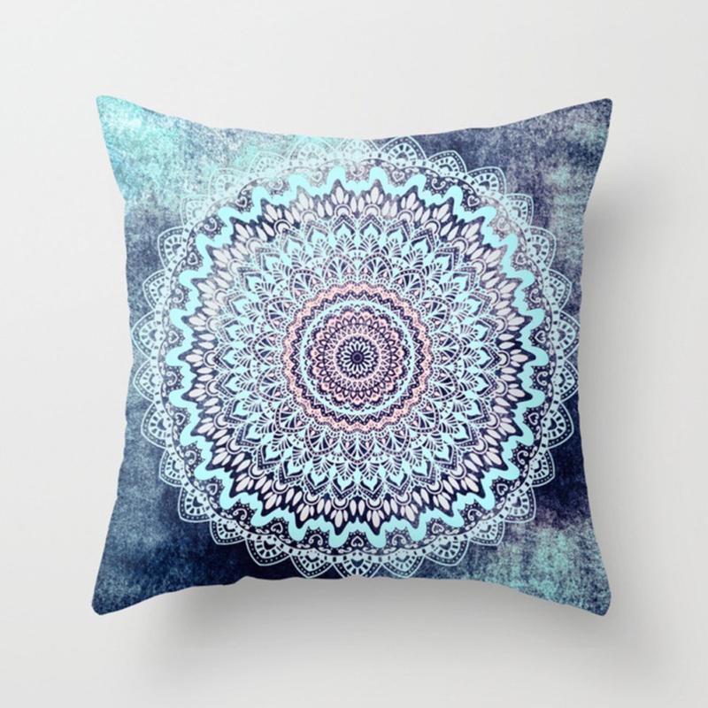 Abstract Pattern Bedside Pillowcase, Peach Skin Velvet Ethnic Style Mandala Color Palette Series