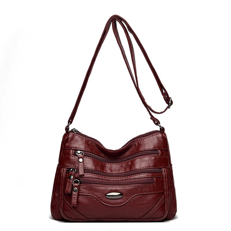 PU Umhängetasche Damen Schultertasche Mehrere Fächer Tasche für Mütter mittleren Alters