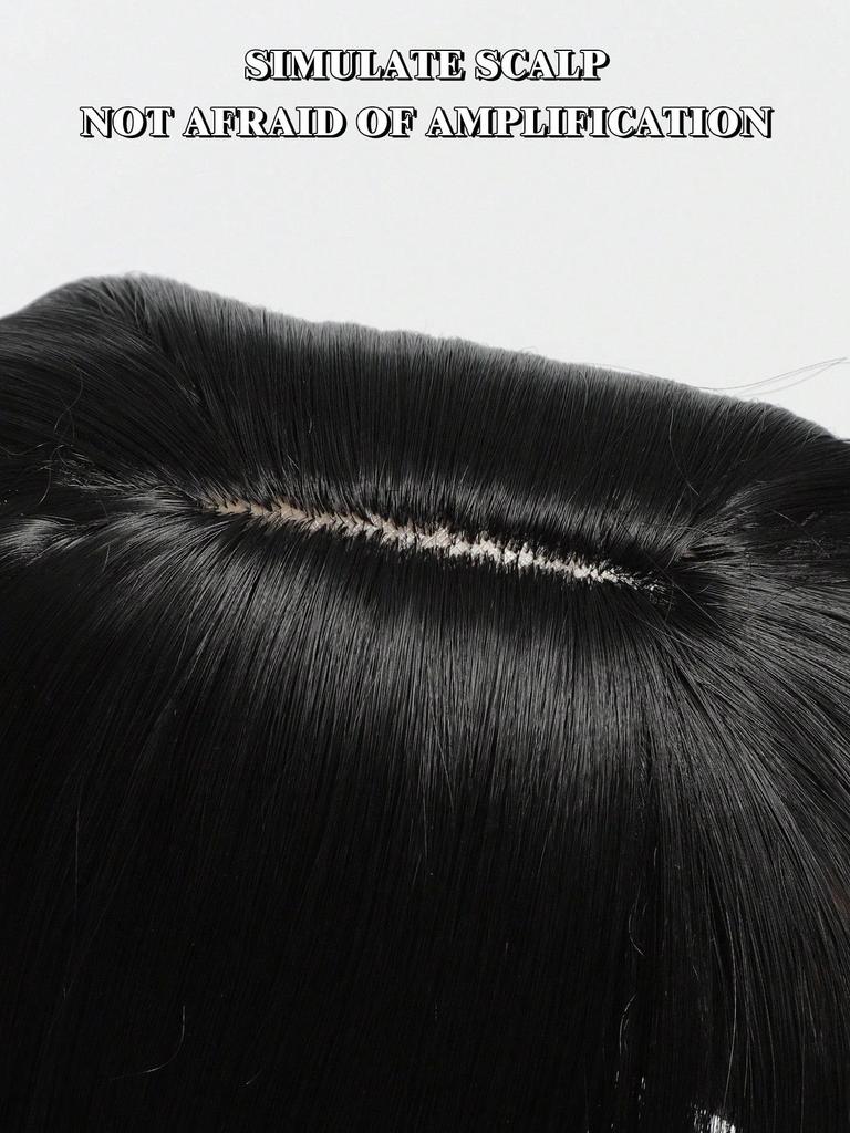 Syntetyczna długa prosta nakładka na włosy z grzywką na głowę naturalna wymiana włosów odporna na ciepło dla kobiet sztuczna ozdoba do włosów