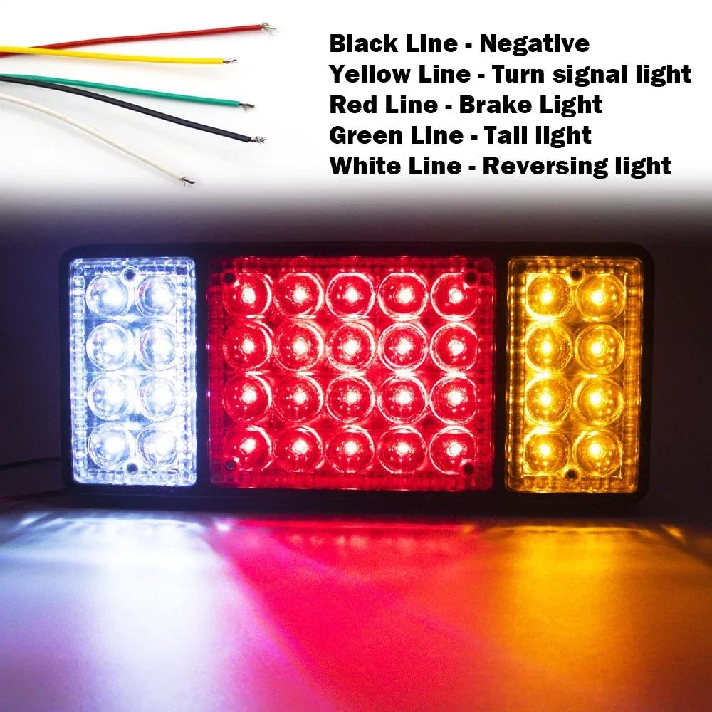 2pcs Waterproof 12V 36 LED Taillights Car 24v Truck RV Van Bus Rear Tail Trailer Lights Signal Indicator Brake Stop Reverse Lamp