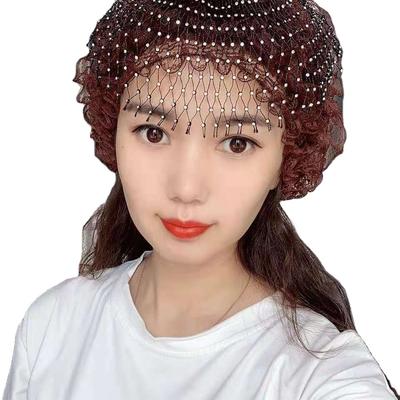2022 New Design European Scarf and Turban Muslim the New Star Lady Hat Bao Head Hat Simple Square Inlaid Diamond Hat Retro