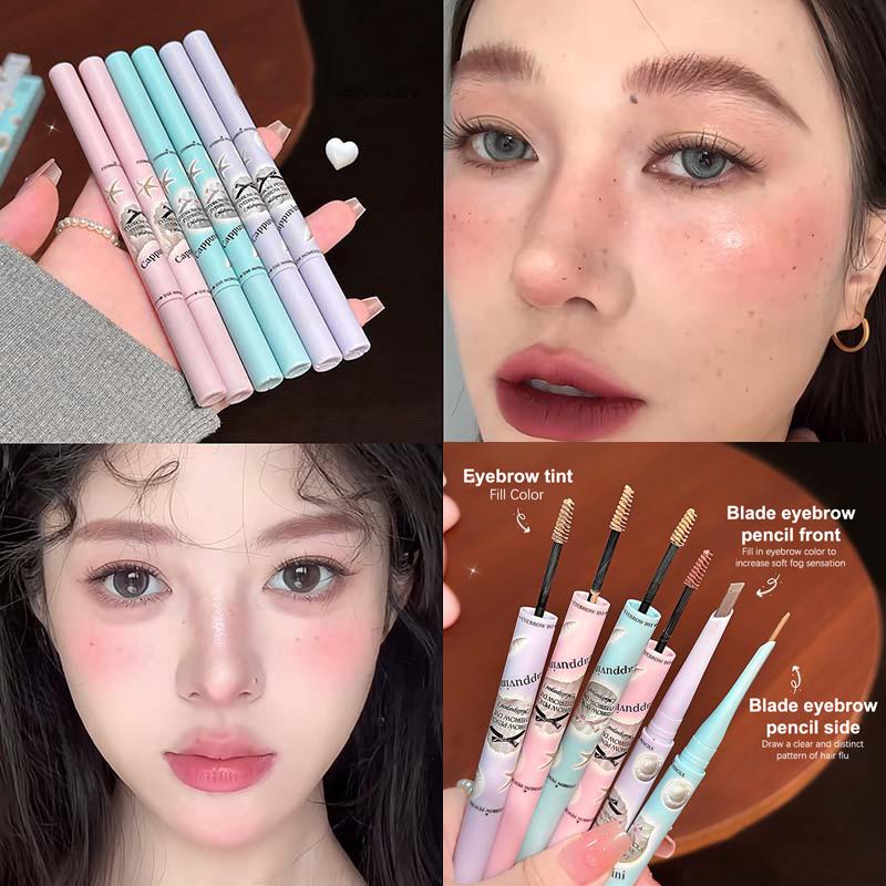 Cappuvini 3D Eyebrow Dye Cream Gray Brown Double Head Eyebrow Pencil Long Lasting Waterproof Eye Brow Pen Tint Mascara Enhance