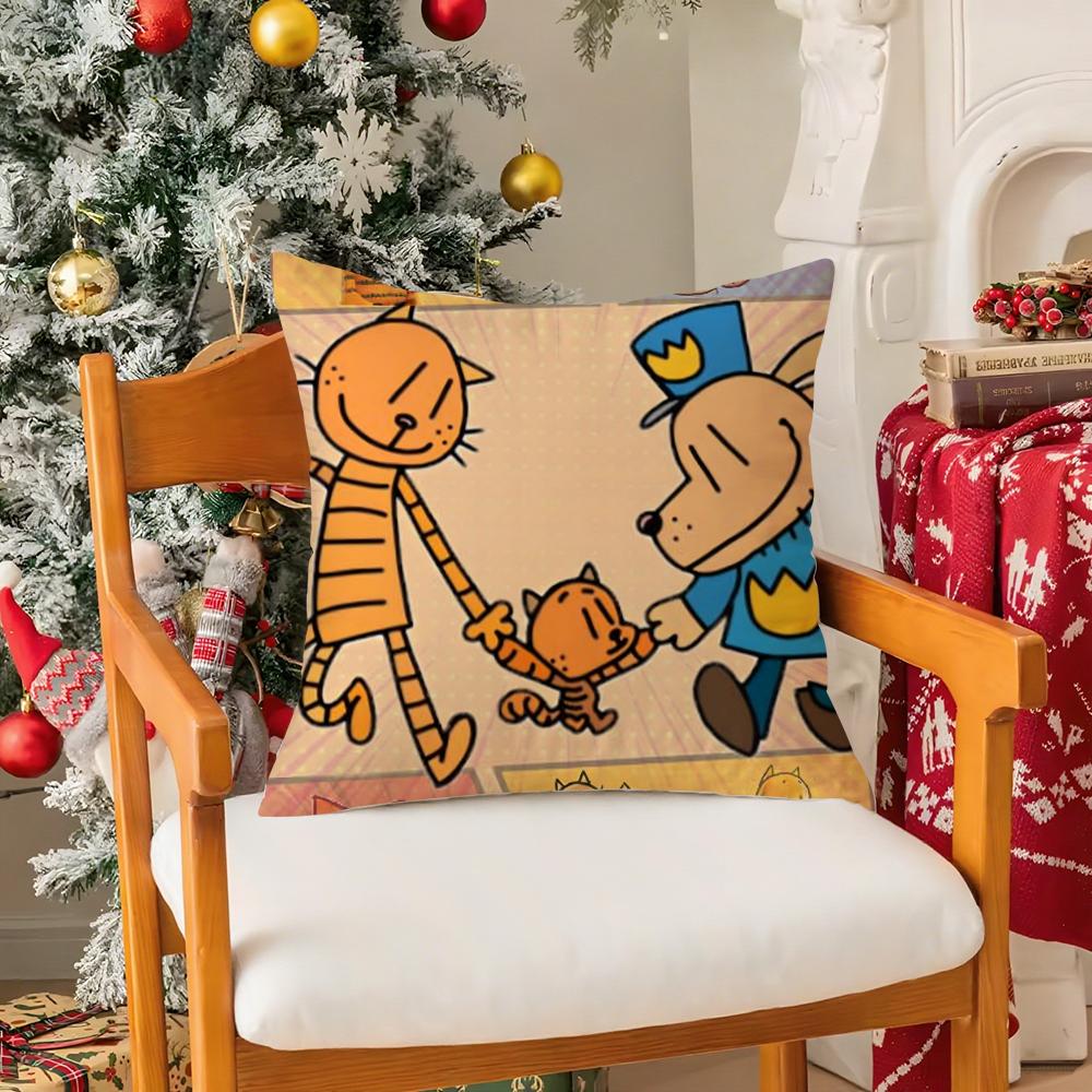 Comic Cartoon Dogmans Pillow Case Silky elegant Comfort Sofa Bed Invisible zipper