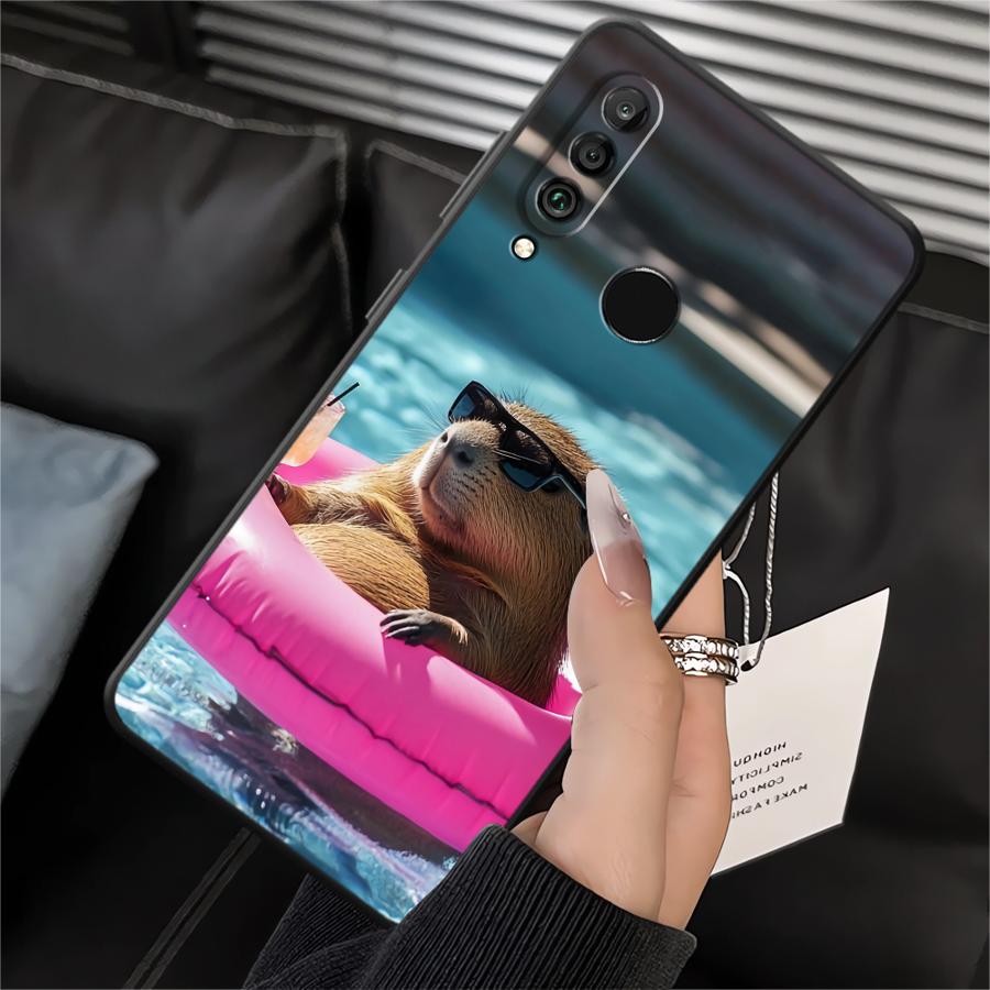 Black Soft Shell Phone Case for Huawei P20 P40 Lite P Smart 2019 P20 Lite 2018 P30 P20 Pro Cute Capybara