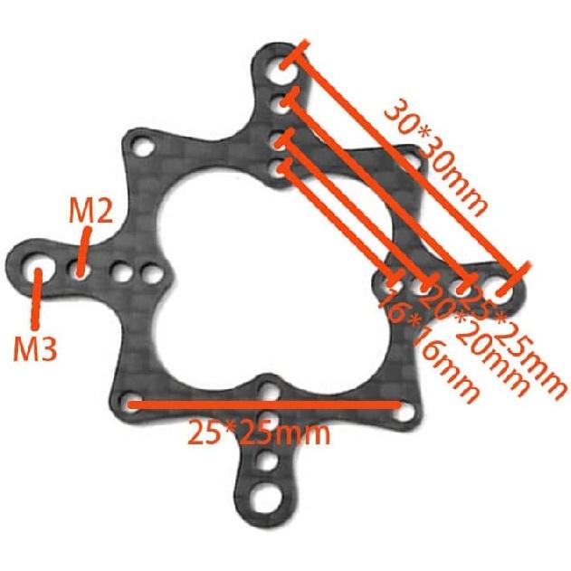 

2PCS Carbon Fiber Adapter Plate Compatible With M2 M3 Flight Controller ESC Compatible With 30/25/20/16mm Hole Spacing Compatible With RC FPV Racing 25 TO 20 16MM