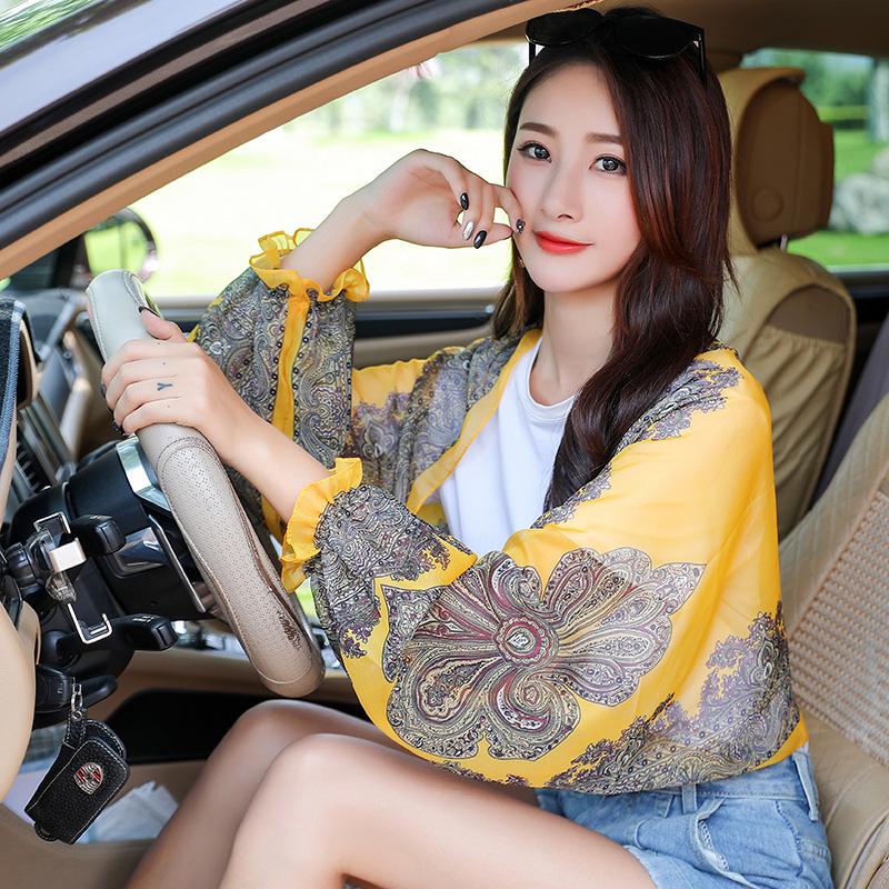 Mâneci de damă din șifon cu protecție UV, din mătase glacială, pentru ciclism și condus de vară