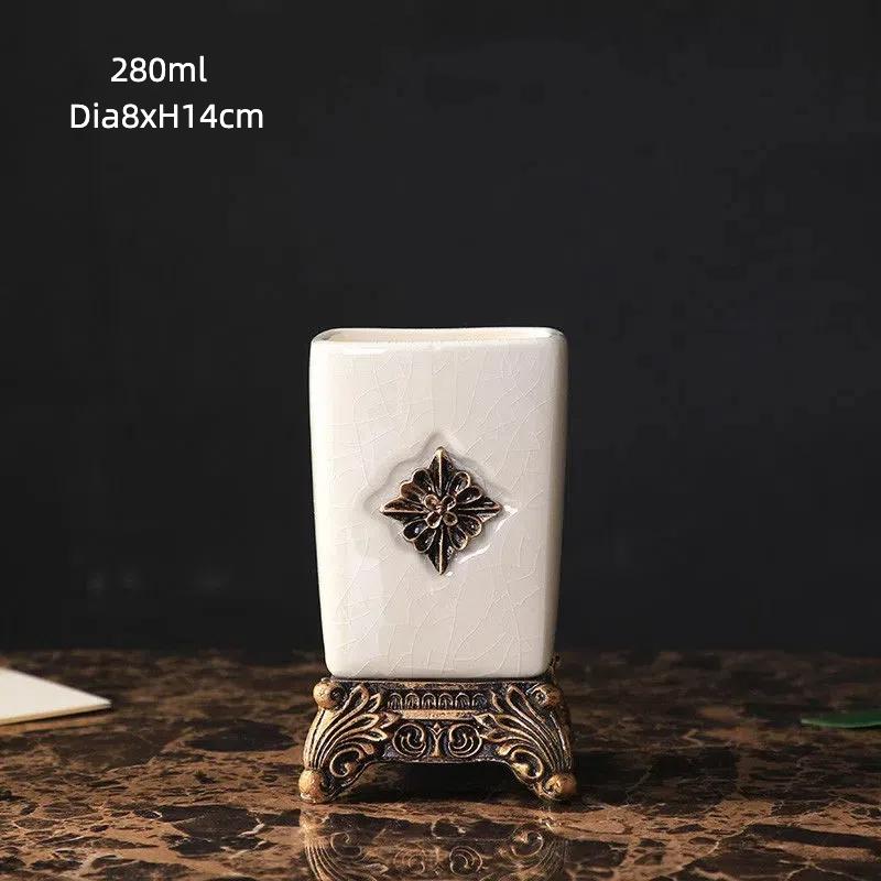 Handmade Retro Ceramic Bathroom Set | European Style Soap Dispenser, Toothbrush Cup & Soap Dish