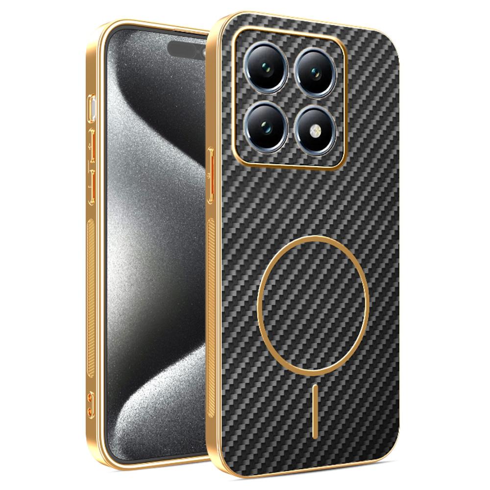 For Xiaomi 15T Phone Case Carbon Fiber Textured Electroplated TPU Back Cover