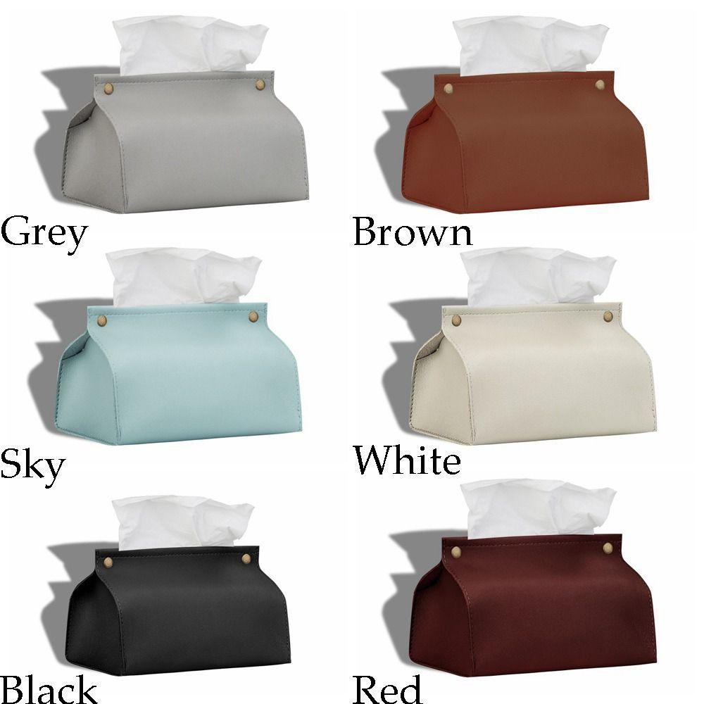 Desktop Bathroom PU Leather Paper Towel Dispenser Napkin Box Wipes Storage Case Tissue Holder