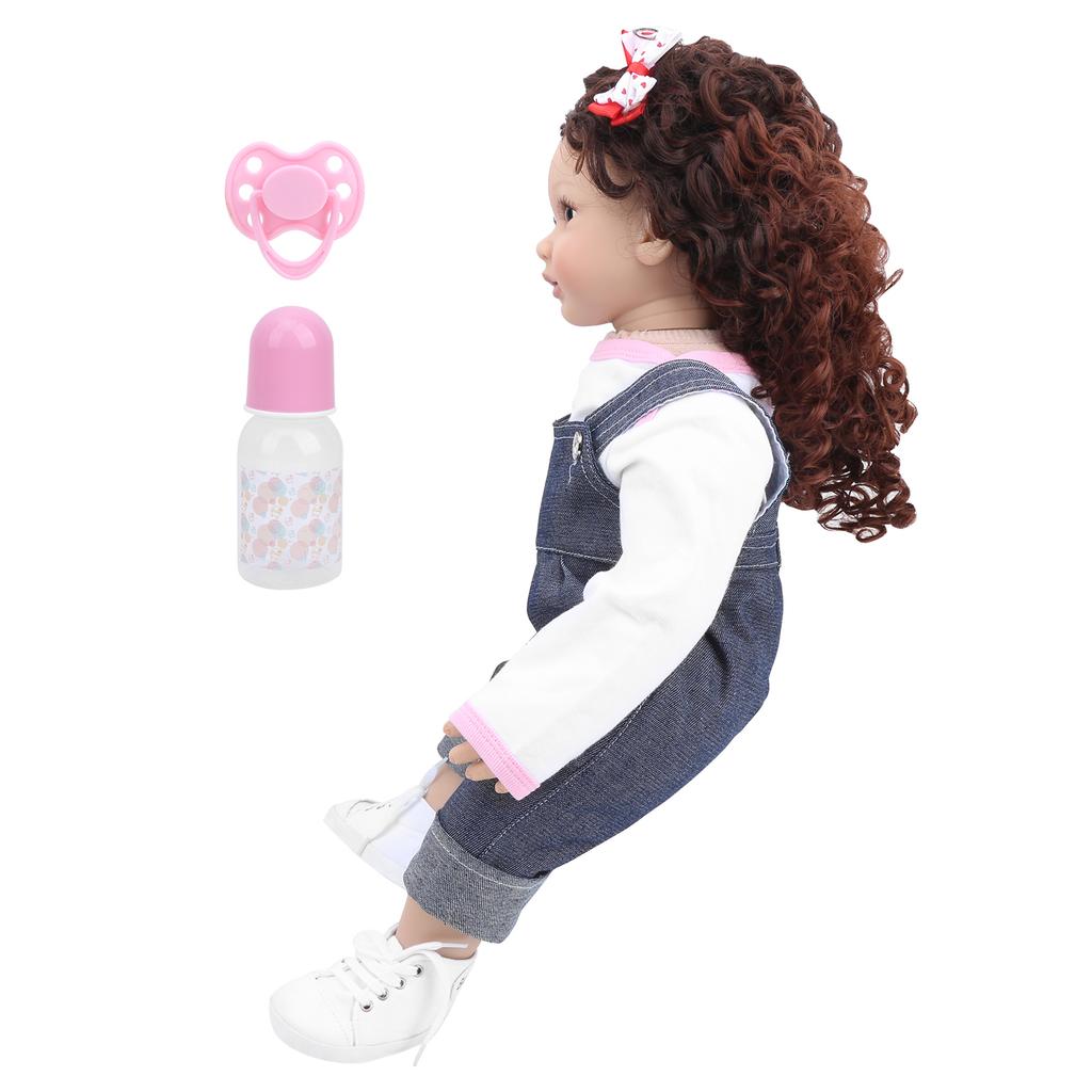 60cm Vinyl Cute Lifelike Girl Baby Doll Fashionable Soft Infant Doll with Curly Hair Toy