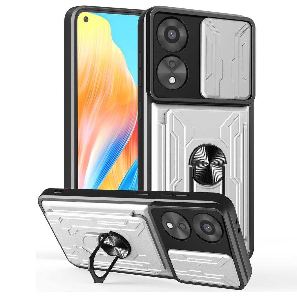 Für Oppo A78 4G Hülle PC+TPU Ständer Handy Rückseite mit Kameraschieber