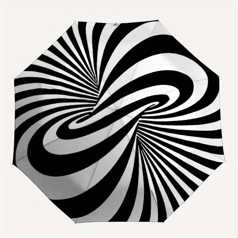 1pc Abstract spiral design Automatic Folding Umbrella, Portable & Foldable Design with 8 Ribs, Casual Outdoor Accessory Halloween and Christ