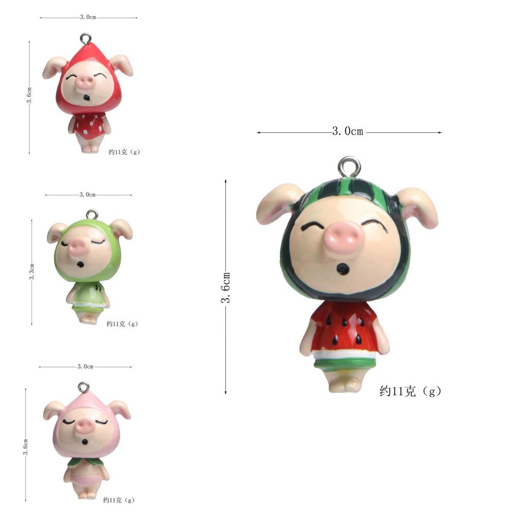 Jenny Pig Fruit Pie Resin Keychain Diy Cartoon Accessory Gift For Kids