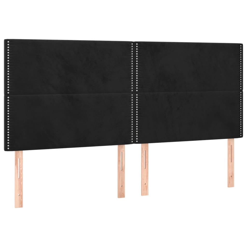 Vidaxl Zagłówki Do Łóżka, 4 Szt., Czarne, 90X5X78/88 Cm, Aksamit