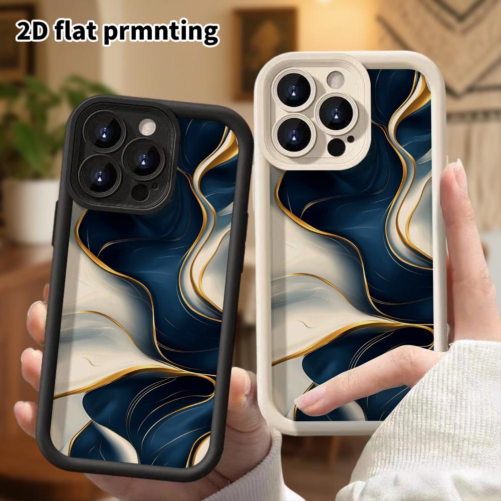 Phone Case: 2D Flat Design, Fits iPhone 13 Pro, 14, 15, 16, 17, 18, Colorfully Blended In Blue and White, Perfect for Christmas and Halloween Gifts