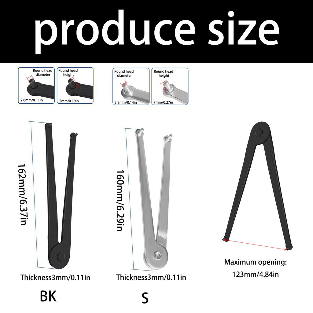 Dual Pin Angle Grinder Wrench High Strength Tool Steel Dual Hook Design Two Size Options For Automotive Repair