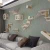 Wall Mounted Sisal Cat Climbing Ladder Treads Wooden Eco-friendly Cat Paradise Cat Furniture Solid Wooden Suspension Bridge