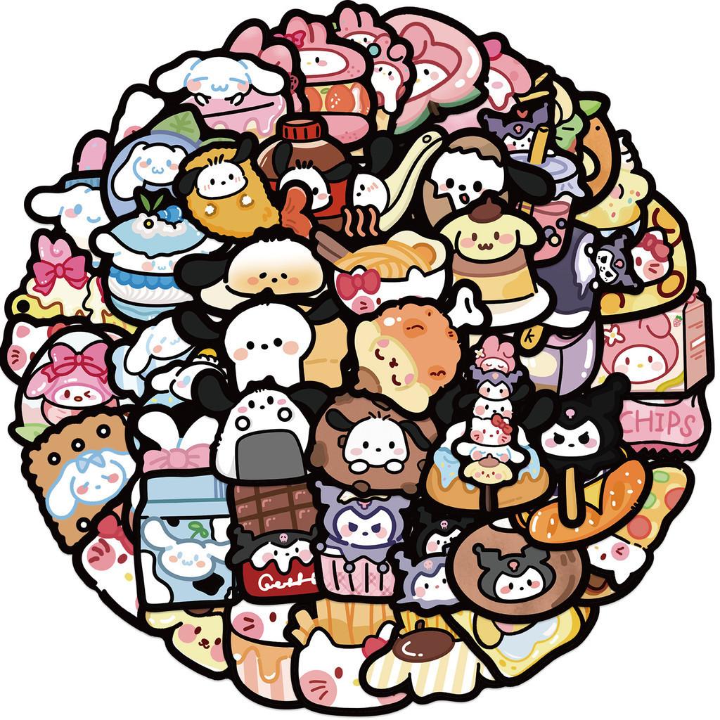 Kreskówkowe Naklejki Sanrio Food Doodle Gitara Notes Bagaż DIY Wodoodporne Hurtowa Sprzedaż