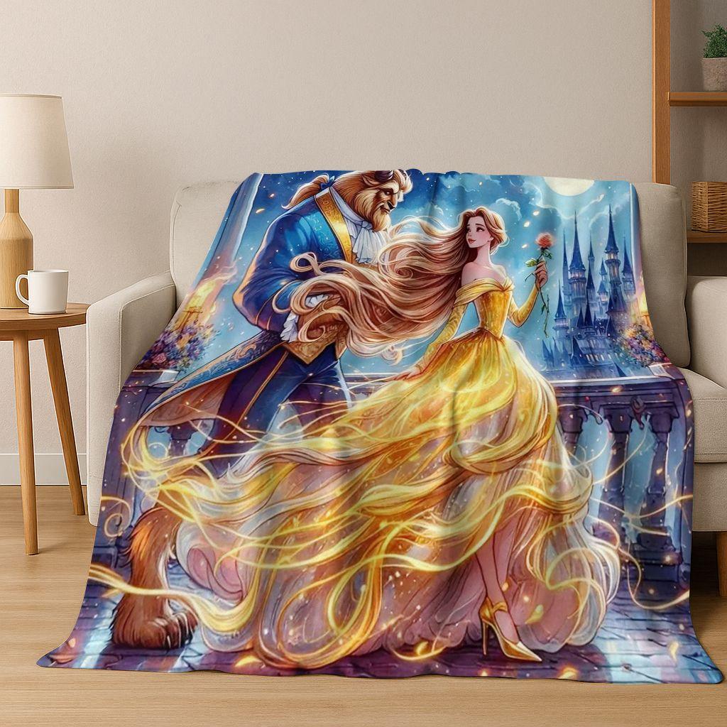 3D-Flanelldecke mit dem Motiv „Die Schöne und das Biest“ – warm, kuschelig und perfekt für Zuhause, Schlafzimmer, Bett oder Sofa. Ideal als Geschenk für Kinder.