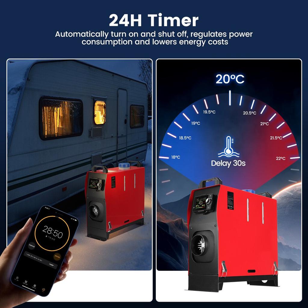 All In One Diesel Air Car Heater Host 5-8KW Adjustable 12V LCD English Remote Control Integrated Parking Heater Machine