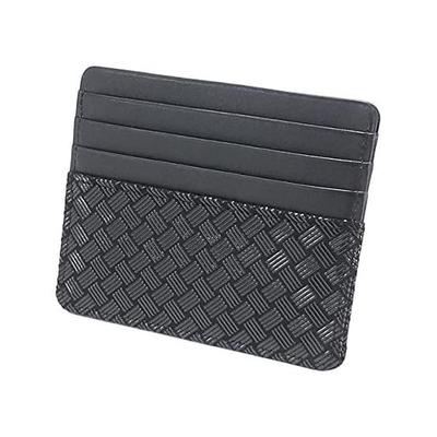 Inden Card Case Slim Thin Deer Leather Black X Black Lacquer Ajroami Pattern 2530-01-158 8 Card Pockets 1 Pocket Made In Japan
