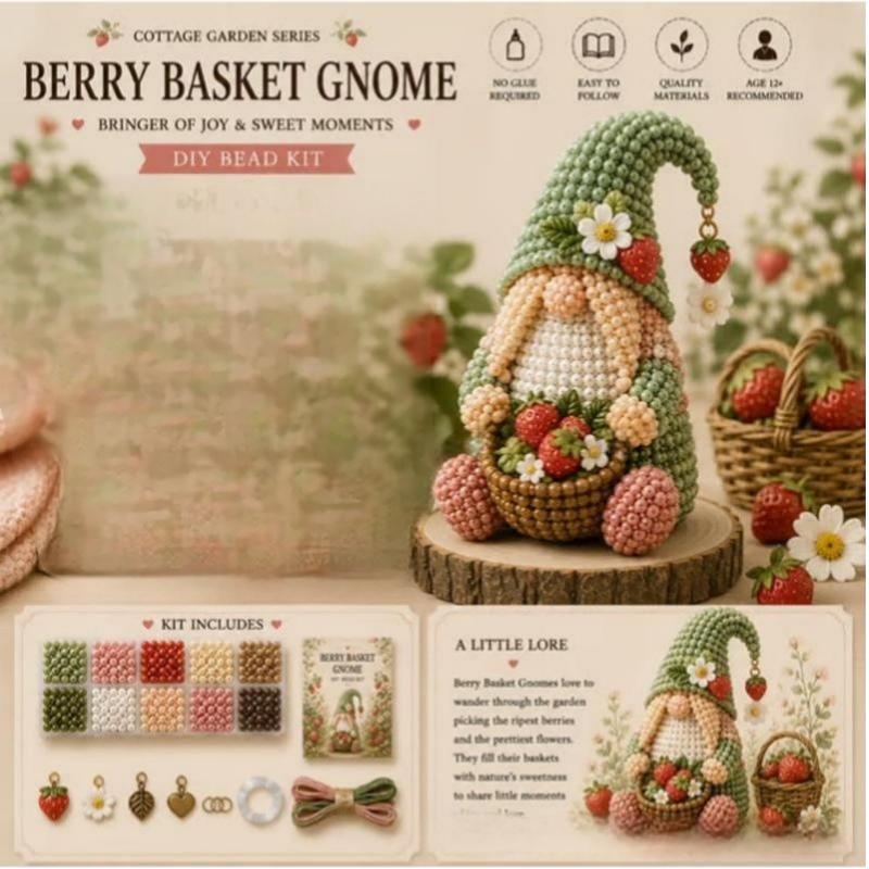 DIY 3D Gnome Beading Art Set Full Material Pack & Instructions for Portable Handcraft Activity Travel Camping Use