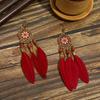 Boho Feather Earrings Ethnic Leaf Shape Long Dangle Tassel Earring Jewelry Accessories Dream Catcher Women Drop Earrings Wedding