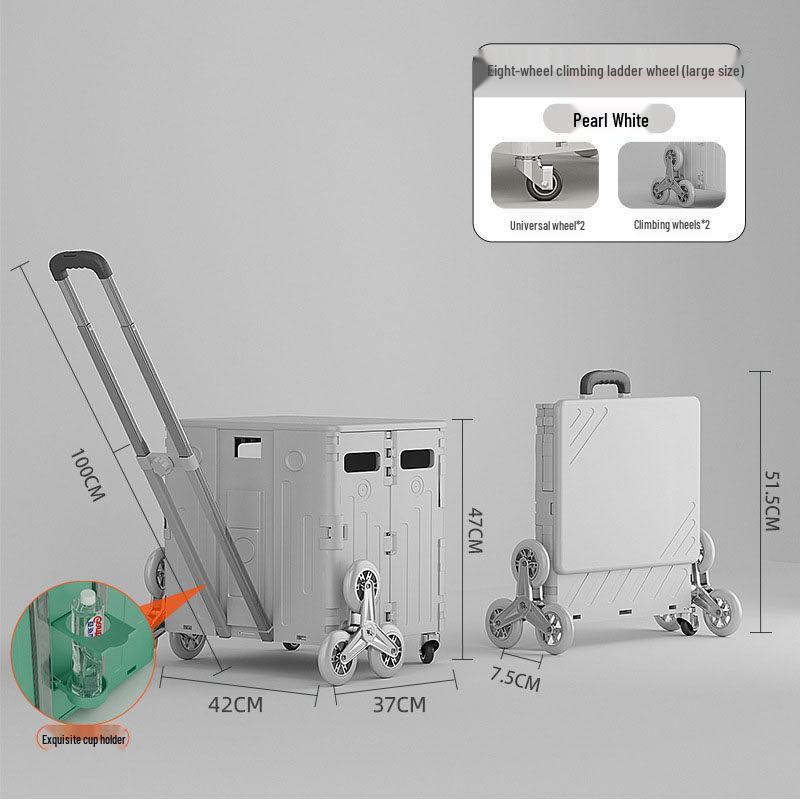 75L Portable Folding Stair Climbing Shopping Cart