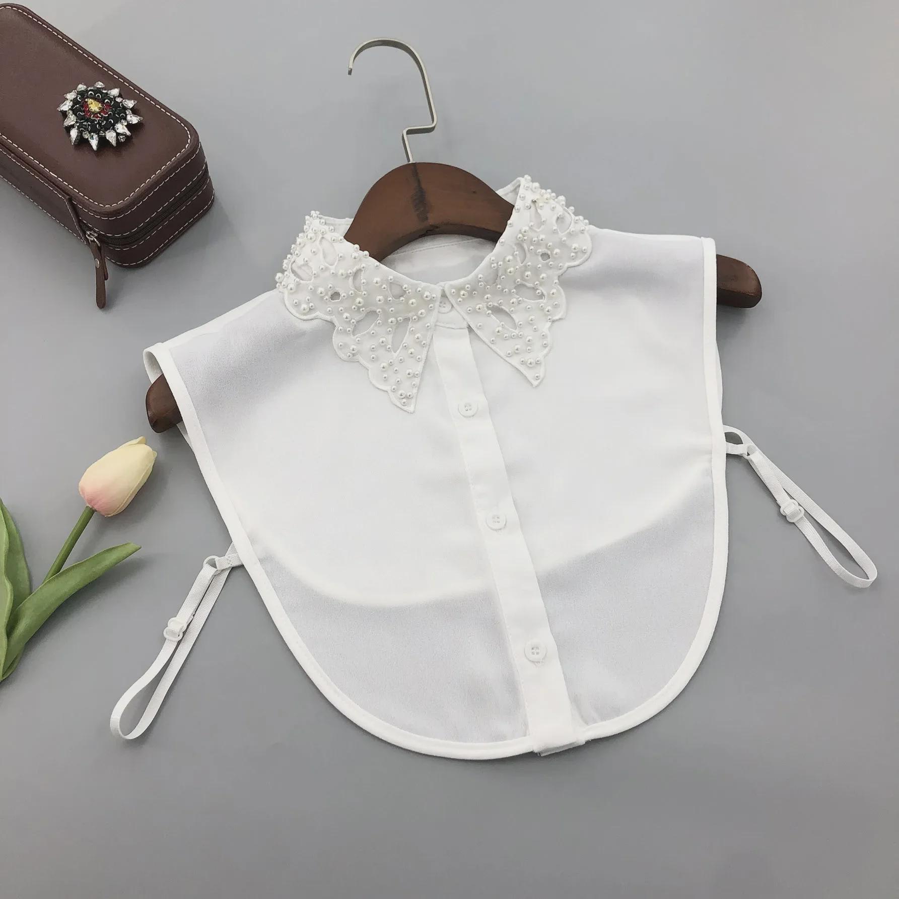 

Новые осенне-зимние вышитые бисером искусственные воротники - универсальная европейская и американская женская мода белый