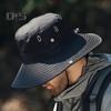 Men Summer Sun Hat Windproof Strap Wide Brim Anti-UV Sun Protection Foldable Portable Gardening Fishing Travel Cap Outdoor Fisherman Hat