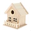 Bird Feeder Solid Wooden Hanging House with Windows Garden Yard Outside Decoration