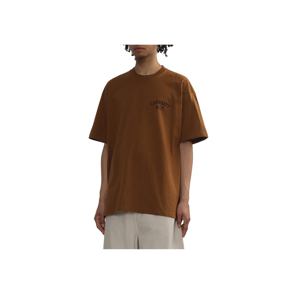 Carhartt WIP T-shirt Casual Moda Sportiva Colore Solido Classica Vintage Manica Corta Uomo Top Marrone CHXTEI034779O