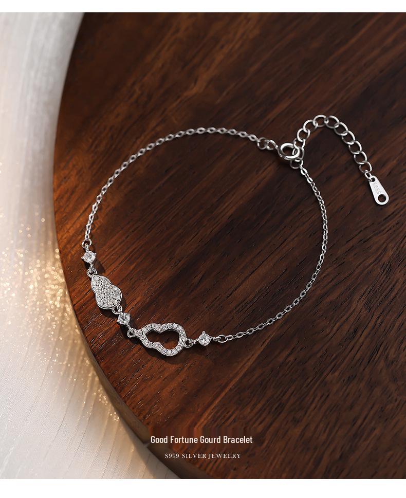 Elegant S999 Silver Gourd Bracelet for Women - Starry Hollow Design, High-End, Chic Jewelry.