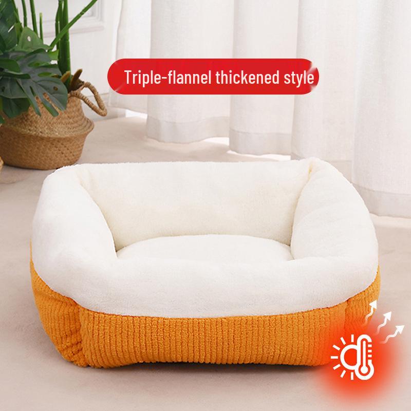 

Универсальное кошачье гнездо «Четыре сезона»: Теплая, полузакрытая подушка и кровать для домашних животных для кошек и маленьких собак Deep Sleep Nest [Orange]