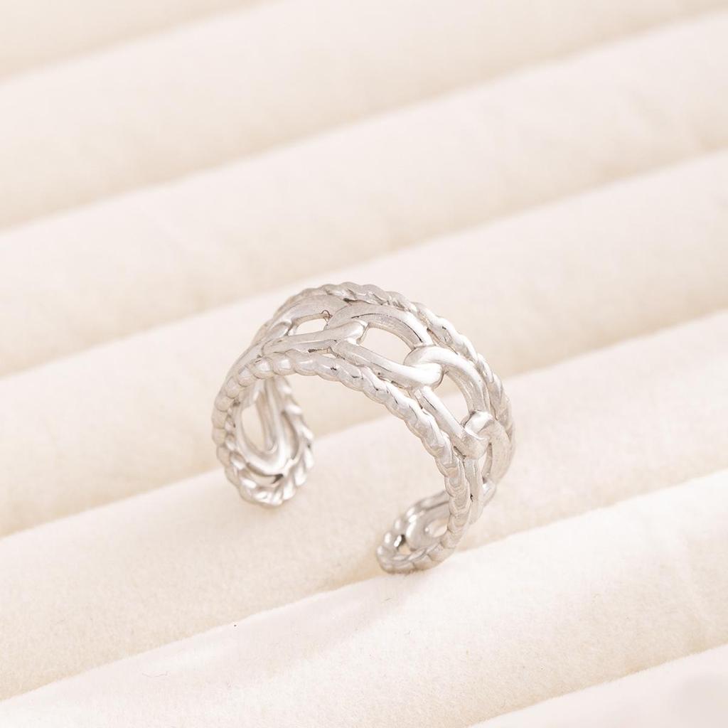 Stainless Steel Adjustable Open Ring - Colorfast Titanium Jewelry