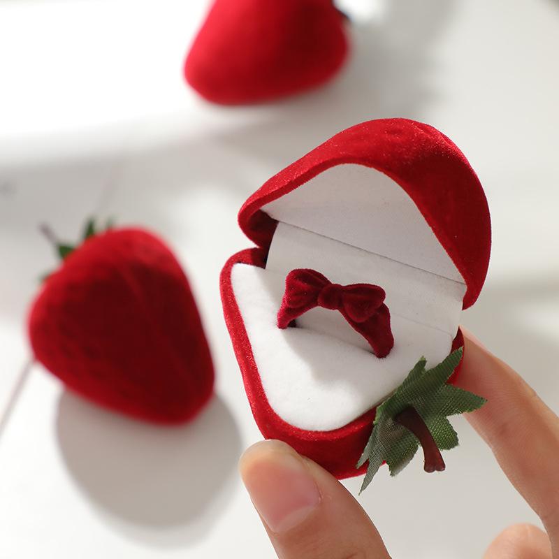 3pc Jewelry Box Storage Box Strawberry Plush Cute Accessory Box
