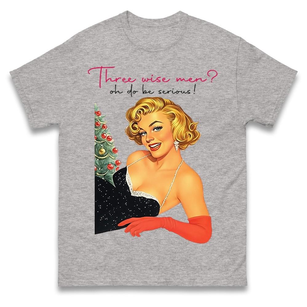 Funny Retro Christmas TShirt Three Wise Unisex Pin Up Festive Holiday Xmas Tee Top