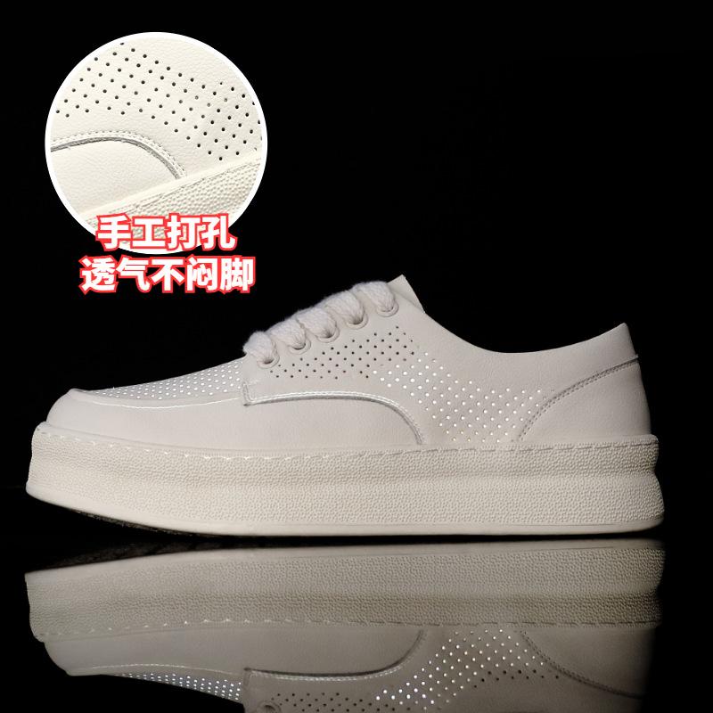 

Новая мужская обувь из натуральной кожи, повседневная обувь на платформе, толстоподошвенные кеды для скейтборда, молодежные кроссовки на шнуровке 44