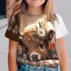 Children's Clothing Girl T-Shirt Short Sleeve Child T-Shirt Cute Animals Print Casual Round Neck Girl Tops Kids Summer Clothes