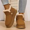 Women's Thick-Soled Buckle-Fastened Fleece-Lined Snow Boots 2025 Winter New Arrival Waterproof Warm Short Boots Slip-On Cotton Boots