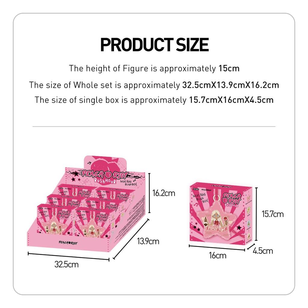 POP MART Peach Riot Rush Hour Mini Bag Series Pop Mart Gachapon Blind Box Figure Plastic Model Premium Toy PVC Soft Vinyl Original Character Birthday