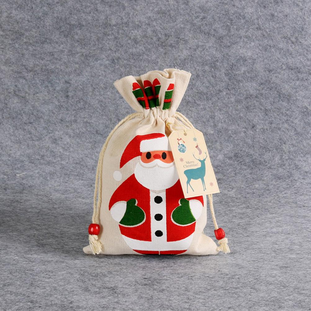5Pcs Christmas Gift Bags Drawstring Pouches for Candies Small Presents Holiday Storage Decorative Candy Bag Fabric