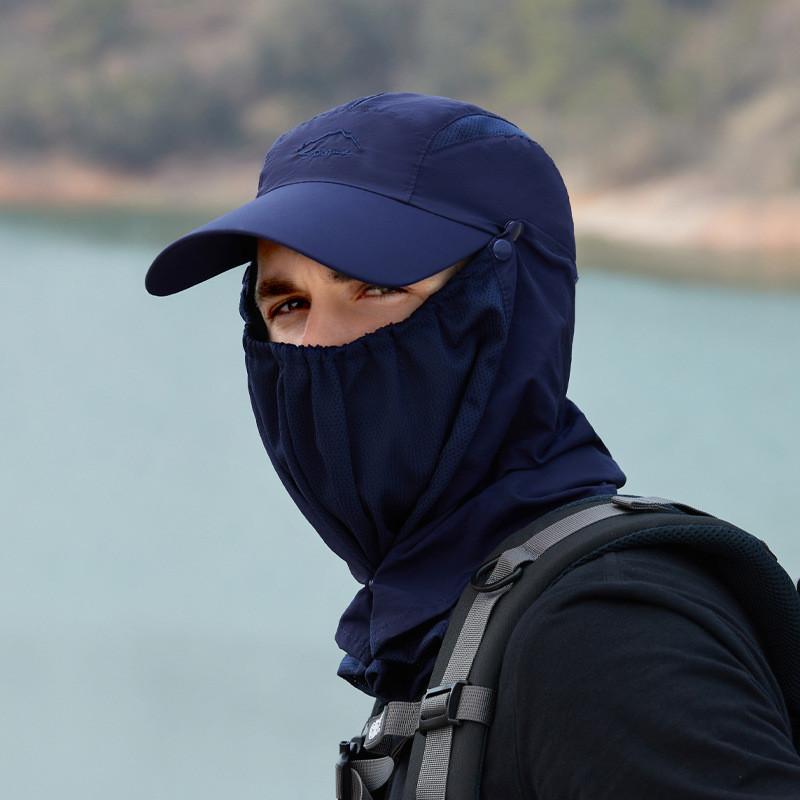 Sun Breathable Summer Hat With Wide Brim And Face Mask Design For Outdoor