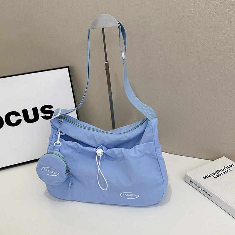 

Летняя новая уличная трендовая однотонная простая повседневная универсальная наплечная сумка-мессенджер легкая нейлоновая сумка синий