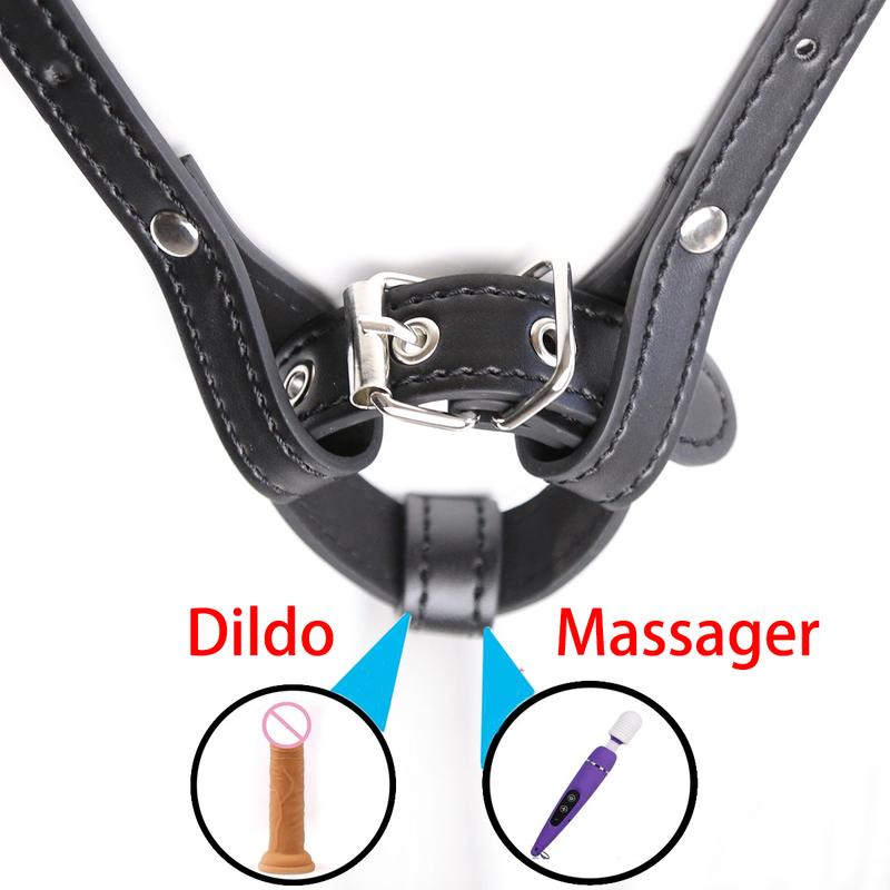 BDSM Chastity Forced Orgasm Adjustable Belt For Vibrator Dildo Leather Bondage Strap-on Harness Sex Toys For Women Couples