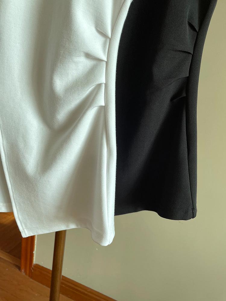 Waist-Hugging Batwing Sleeve Side Slit T-Shirt - Trendy Short Sleeve Top