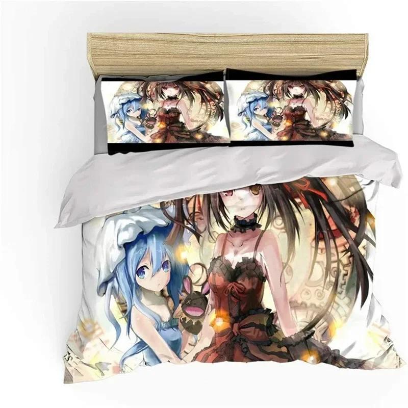 3D Print Anime Date A Live Comfortable Duvet Quilt Cover Pillowcase Bedding Set Children Bedroom Decoration Home Textile